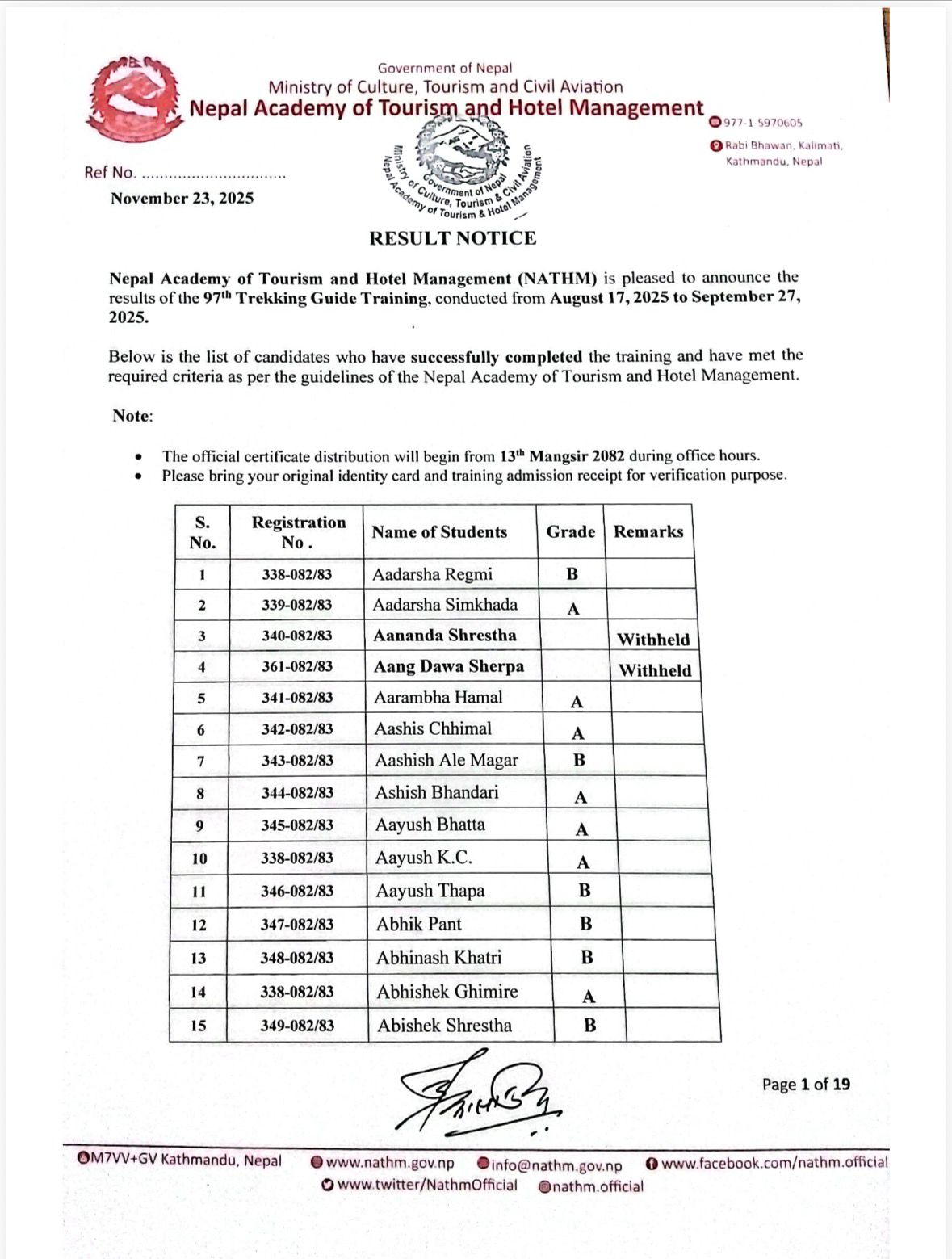 Trekking Guide Final Result 2025